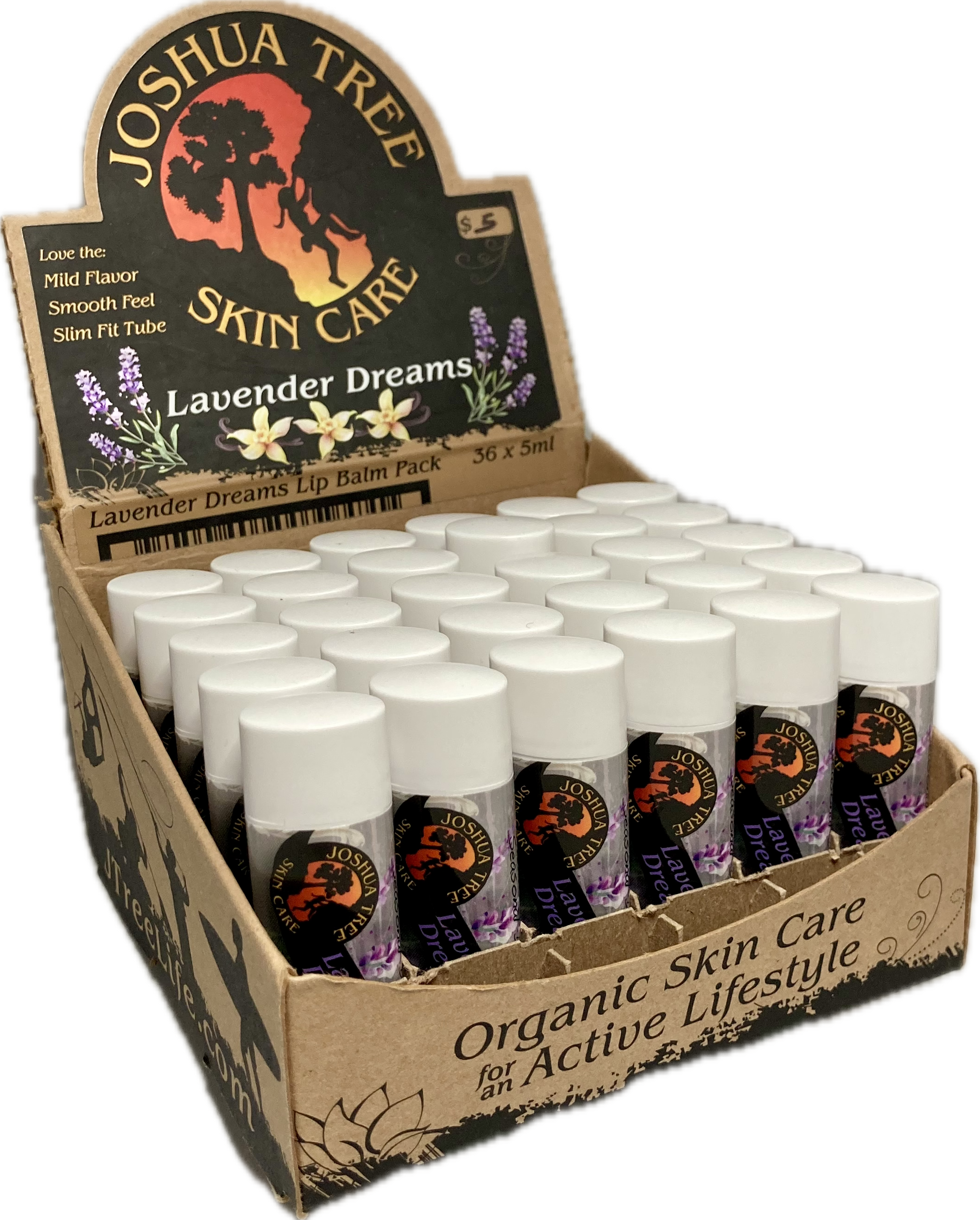 POP Display Case of Organic Lavender Vanilla Lip Balm