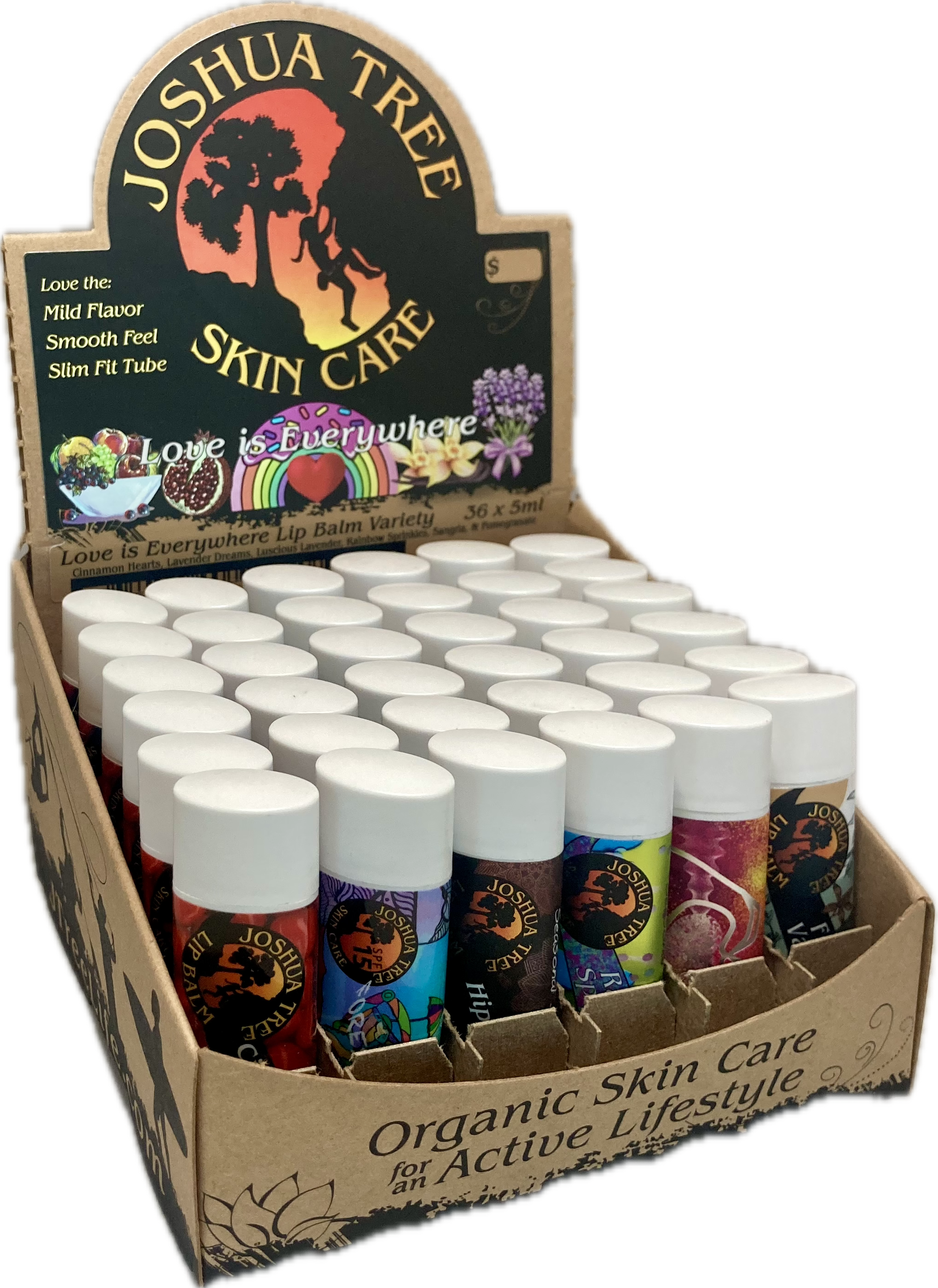 Love themed organic lip balm variety pack POP display